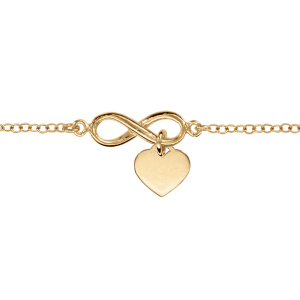 BRACELET VERMEIL MOTIF INFINI ET COEUR 16+3CM