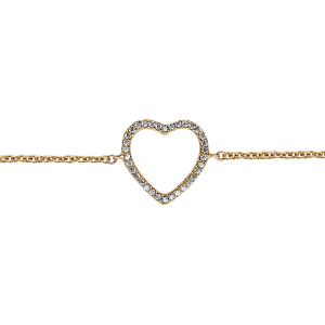 BRACELET VERMEIL COEUR AJOURE OXYDES BLANCS 16+1,5CM