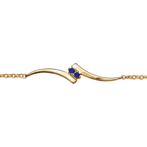 BRACELET VERMEIL VOLUTE ET 2 PIERRES BLEUES SYNTHETIQUE 16+2CM