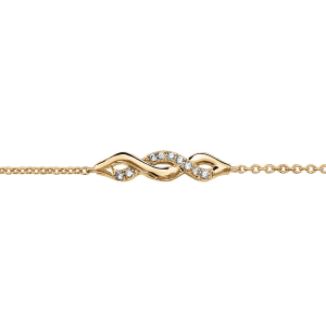 BRACELET VERMEIL TORSADE OXYDES BLANCS SERTIS 16+3CM