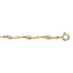 BRACELET VERMEIL MOTIF VOLUTE OXYDES BLANCS SERTIS 18+3CM