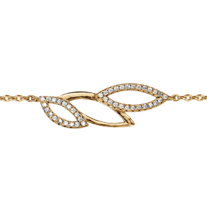 BRACELET VERMEIL FEUILLAGE AJOURE OXYDES BLANCS SERTIS 16+2CM