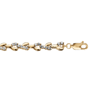 BRACELET VERMEIL MASSIF OXYDES BLANCS SERTIS 16+3CM
