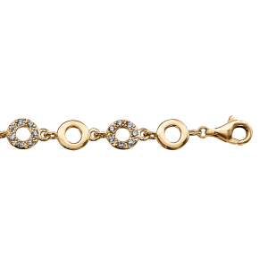 BRACELET VERMEIL MASSIF OXYDES BLANCS SERTIS 16,5+3CM