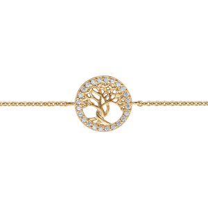 BRACELET VERMEIL ARBRE DE VIE OXYDES BLANCS SERTIS 16+2CM