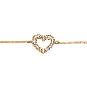 BRACELET VERMEIL COEUR AJOURE OXYDES BLANCS SERTIS 16+2CM