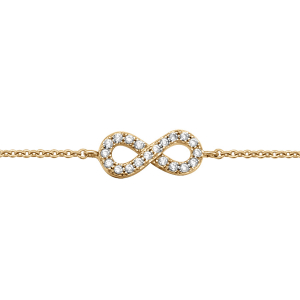 BRACELET VERMEIL INFINI OXYDES BLANCS SERTIS 16+2CM