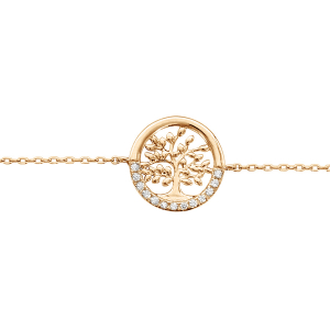 BRACELET VERMEIL ARBRE DE VIE OXYDES BLANCS SERTIS 16+3CM