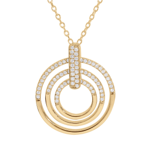 COLLIER VERMEIL 3 CERCLES AVEC OXYDES BLANCS SERTIS 41+4CM