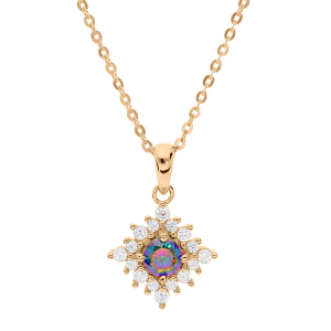 COLLIER VERMEIL OXYDE ARC EN CIEL MYSTIQUE ET OXYDES BLANCS SERTIS 42+3CM