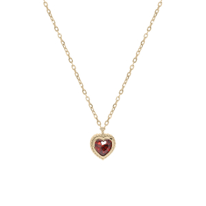 COLLIER VERMEIL COEUR OXYDE GRENAT 42+3CM