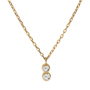 COLLIER VERMEIL 2 OXYDES BLANCS SERTIS CLOS  40+2+2CM