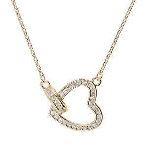 COLLIER VERMEIL COEUR OXYDES BLANCS SERTIS 40+5CM