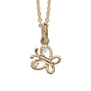 COLLIER VERMEIL PENDENTIF PAPILLON AJOURE OXYDES BLANCS 36+2CM