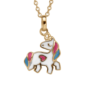 COLLIER VERMEIL PENDENTIF LICORNE RÉSINE 40+4CM