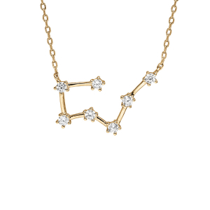 COLLIER VERMEIL ZODIAQUE CONSTELLATION TAUREAU OXYDES BLANCS SERTIS 42,5+2,5CM