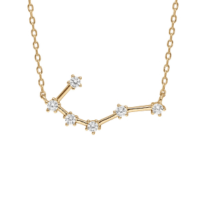 COLLIER VERMEIL ZODIAQUE CONSTELLATION CANCER OXYDES BLANCS SERTIS 42,5+2,5CM