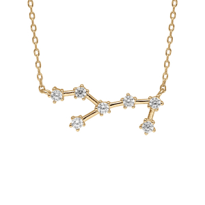 COLLIER VERMEIL ZODIAQUE CONSTELLATION VIERGE OXYDES BLANCS SERTIS 42,5+2,5CM