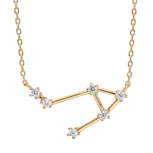 COLLIER VERMEIL ZODIAQUE CONSTELLATION BALANCE OXYDES BLANCS SERTIS 42,5+2,5CM