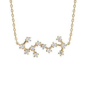 COLLIER VERMEIL ZODIAQUE CONSTELLATION SCORPION OXYDES BLANCS SERTIS 42,5+2,5CM