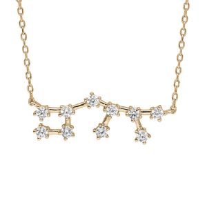 COLLIER VERMEIL ZODIAQUE CONSTELLATION SAGITTAIRE OXYDES BLANCS SERTIS 42,5+2,5CM