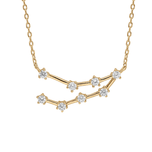 COLLIER VERMEIL ZODIAQUE CONSTELLATION CAPRICORNE OXYDES BLANCS SERTIS 42,5+2,5CM