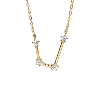 COLLIER VERMEIL ZODIAQUE CONSTELLATION VERSEAU OXYDES BLANCS SERTIS 42,5+2,5CM