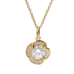 COLLIER VERMEIL PENDENTIF  NOEUD D'AMOUR  OXYDES BLANCS 40+4CM
