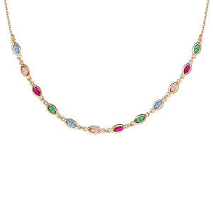 COLLIER VERMEIL OXYDES SERTIS MULTI COULEURS 38+7CM