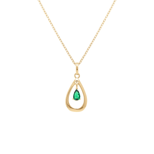 COLLIER VERMEIL GOUTTE OVALE 15MM OXYDE VERT 42+3CM