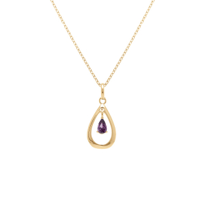 COLLIER VERMEIL GOUTTE OVALE 15MM OXYDE VIOLET 42+3CM