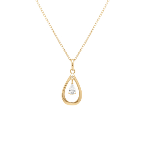 COLLIER VERMEIL GOUTTE OVALE 15MM OXYDE BLANC 42+3CM