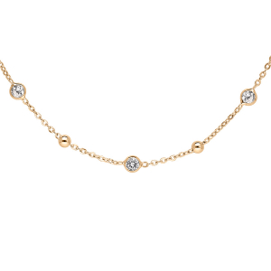 COLLIER VERMEIL 5 OXYDES BLANCS SERTIS ET BOULES  42+3CM