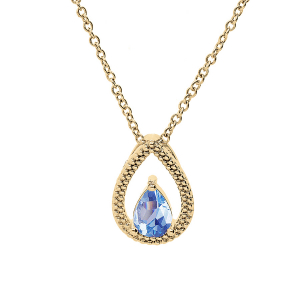 COLLIER VERMEIL GOUTTE AJOURÉE OXYDE BLEU CIEL SERTI 40+4CM