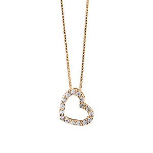 COLLIER VERMEIL PENDENTIF PETIT COEUR PIERRES BLANCHES 42CM