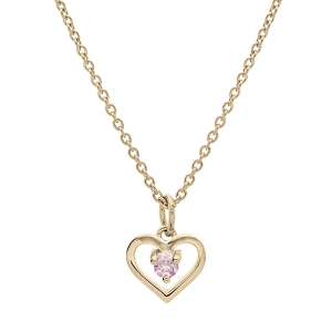 COLLIER VERMEIL PENDENTIF COEUR OXYDE ROSE 35+5CM