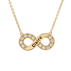 COLLIER VERMEIL INFINI A GRAVER AVEC OXYDES BLANCS SERTIS 42+3CM
