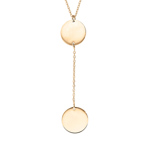COLLIER VERMEIL CHAINE GOURMETTE 2 PLAQUES RONDE 42+3CM