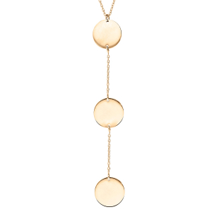 COLLIER VERMEIL CHAINE GOURMETTE 3 PLAQUES RONDE 42+3CM