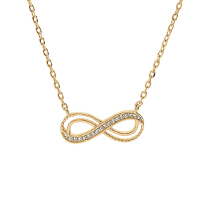 COLLIER VERMEIL MOTIF INFINI AJOURÉ AVEC OXYDES BLANCS SERTIS 40+5CM