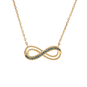 COLLIER VERMEIL MOTIF INFINI AJOURÉ AVEC OXYDES BLEU CLAIR SERTIS 40+5CM