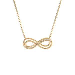 COLLIER VERMEIL MOTIF INFINI AJOURÉ AVEC OXYDES MIEL SERTIS 40+5CM