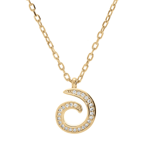 COLLIER VERMEIL SPIRALES OXYDES BLANCS SERTIS 40+5CM