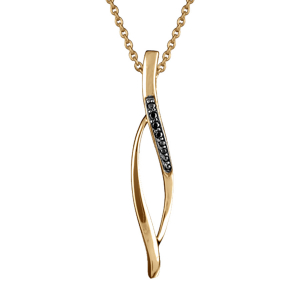 COLLIER VERMEIL PENDENTIF FORME LOSANGE BARETTES PIERRES NOIRES REGLABLE 43+2CM