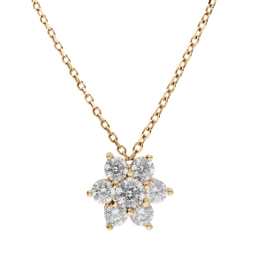 COLLIER VERMEIL PENDENTIF FLEUR MARGUERITE OXYDES BLANCS SERTIS  40+5CM
