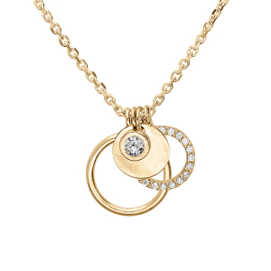 COLLIER VERMEIL 3 RONDELLES ET OXYDE BLANC SERTIS 38+5CM