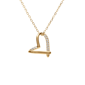 COLLIER VERMEIL COEUR OXYDES BLANCS SERTIS 42+3CM