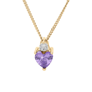 COLLIER VERMEIL OXYDES BLANC ET VIOLET FORME COEUR 42+3CM