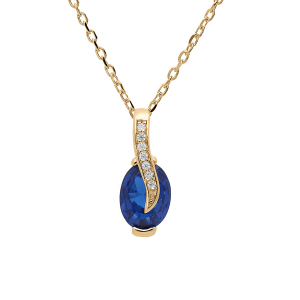 COLLIER VERMEIL PENDENTIF OXYDES BLEUS FONCÉS ET BLANCS SERTIS  42+3CM