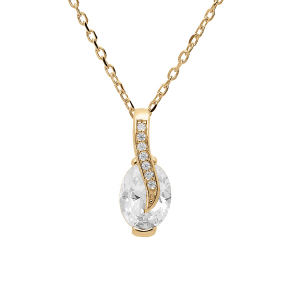 COLLIER VERMEIL PENDENTIF OXYDES BLANCS SERTIS  42+3CM